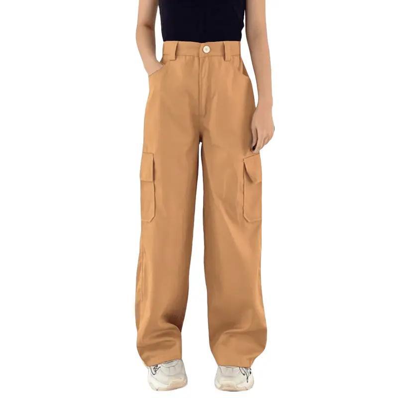 Celana Cargo Wanita Kekinian Highwaist Loose Premium Cargo Pants Pinggang Karet Melar 8