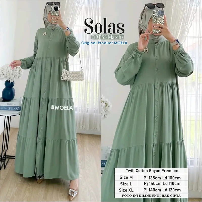 Solas dress ori by Moela// gamis// twill cotton/premium/mewah//best seller//busui kekinian 3