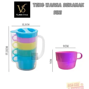 NEW 1SET TEKO 5 in 1 RAINBOW PELANGI WARNA WARNI BERANAK 5IN1- TEKO TEH / TEKO KOPI teko kopi / Tea