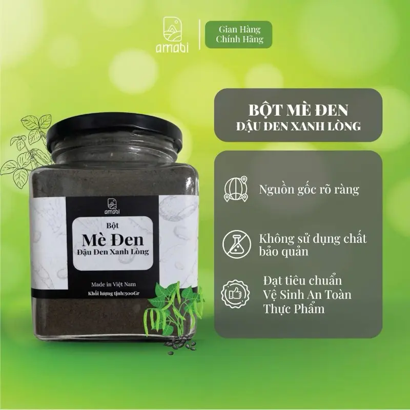 Bột mè đen đậu đen xanh lòng amabi – thanh lọc cơ thể, đẹp da, đen tóc, hỗ trợ tiêu hóa, tốt cho tim mạch