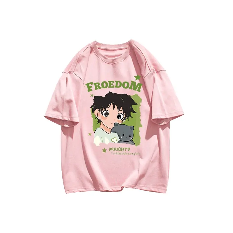 Áo Thun Unisex Tay Ngắn Ngoại Cỡ, 100% Cotton, Áo Thun Nữ Ngoại Cỡ, Áo Thun Rộng Thùng Thình, Hoạt Hình, Baju Perempuan LIVE Murah 3