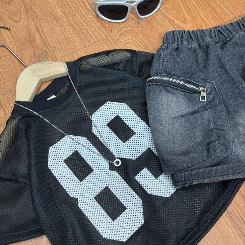 [Ankids](Kính ngầu,túi) Bộ áo lưới số 89 co giãn, chất mềm; quần jeans túi hộp mềm đẹp cá tính 12-30kg 2