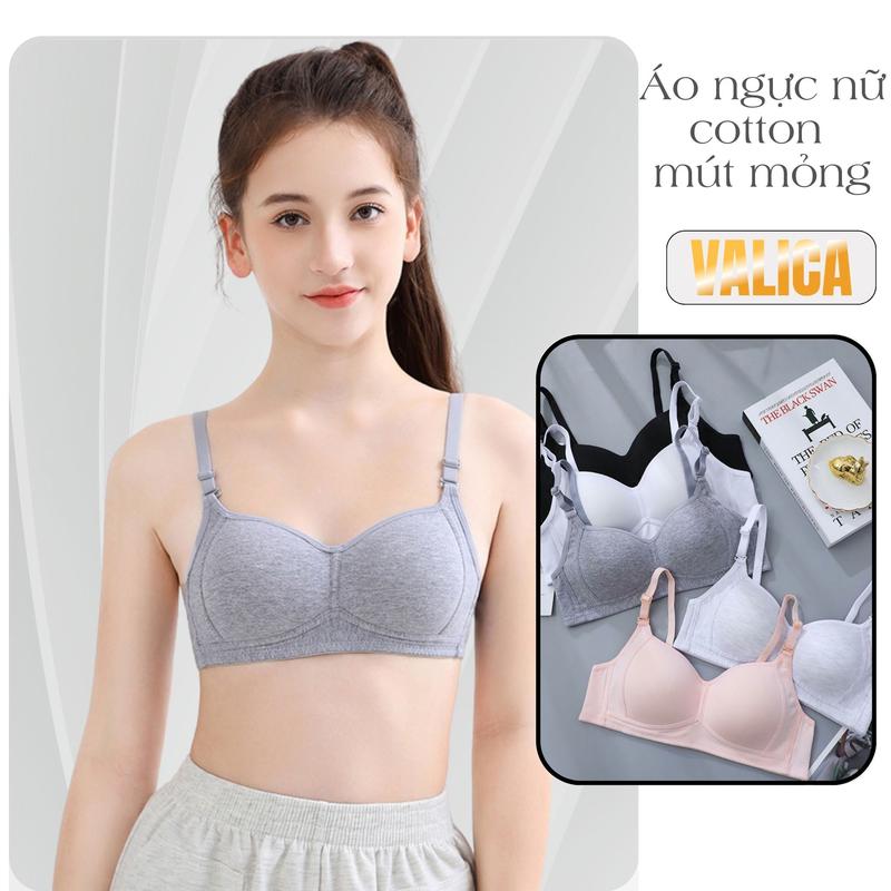 Top Áo ngực nữ học sinh cấp 2 cấp 3 không gọng - Áo lót nữ sinh mặc áo dài trắng mút mỏng chất cotton mềm mịn không cộm VALICA A838 Bra Cúp Ngực Women