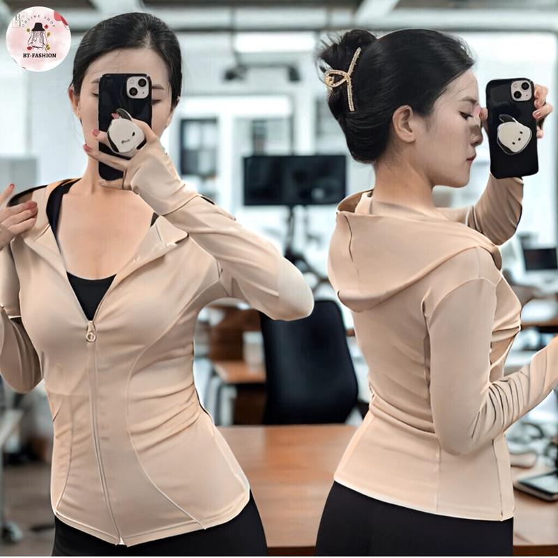 Product Introduction of Áo khoác nữ thể thao tập gym,tập yoga,chống nắng đều phù hợp.chất liệu thun lạnh mỏng mềm mịn thấm hút mồ hôi 4