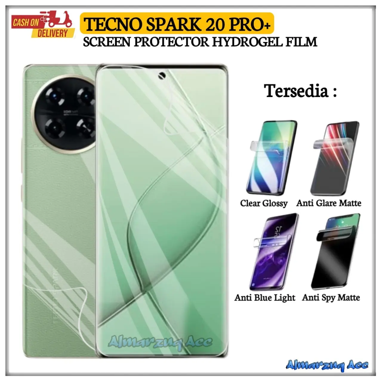 Anti Gores Hydrogel Film Tecno Spark 20 Pro+ Screen Protector HP Full Cover