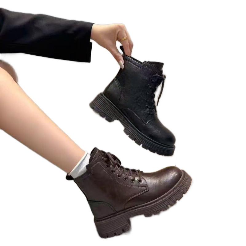  Bốt Nữ bốt phiên bản mới có dây đơn giản cổ thấp đế 5cm siêu êm 2025 HQCCC Samshoes 6802 