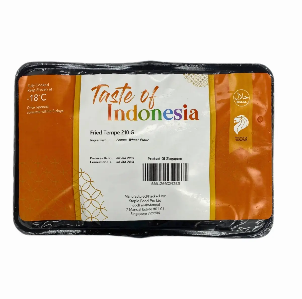 Taste of Indonesia (T.O.I)  Fried Tempeh 210g (6 Pcs)