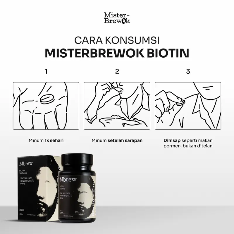 Biotin by Misterbrewok - Suplemen Vitamin B7 +  Zinc Bersertifikasi BPOM 1