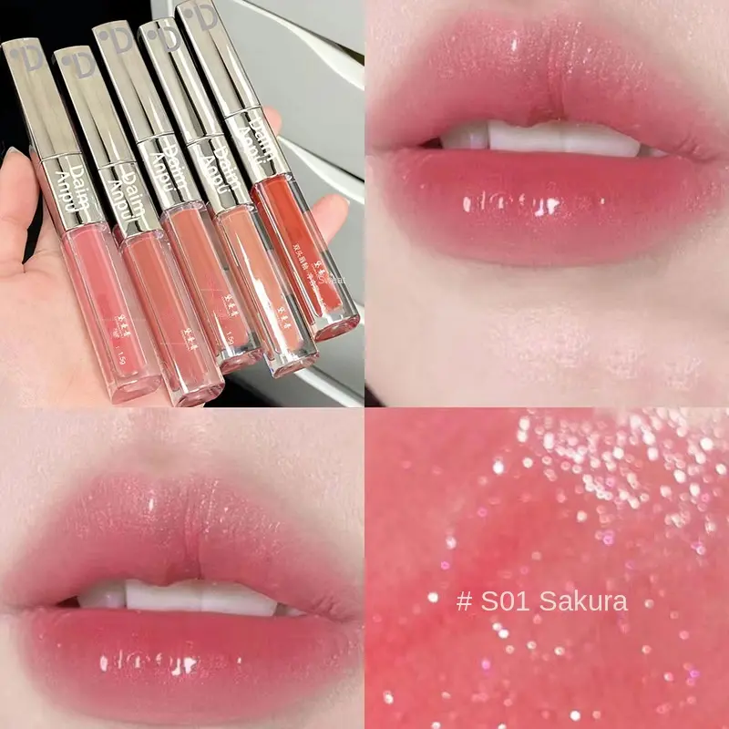 Daimanpu double-headed lip glaze mirror Water Light toot lip non-stick Cup  glass lip lip gloss lipstick Makeup Glossy Cosmetic Moisturizer Lip Care Hydrate Moisturize Moisture Hydrating Hydrating