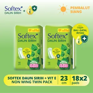 Softex Daun Sirih + Vitamin E Non Wing 23Cm 18s x 2 Pack - Pembalut Daun Sirih Siang