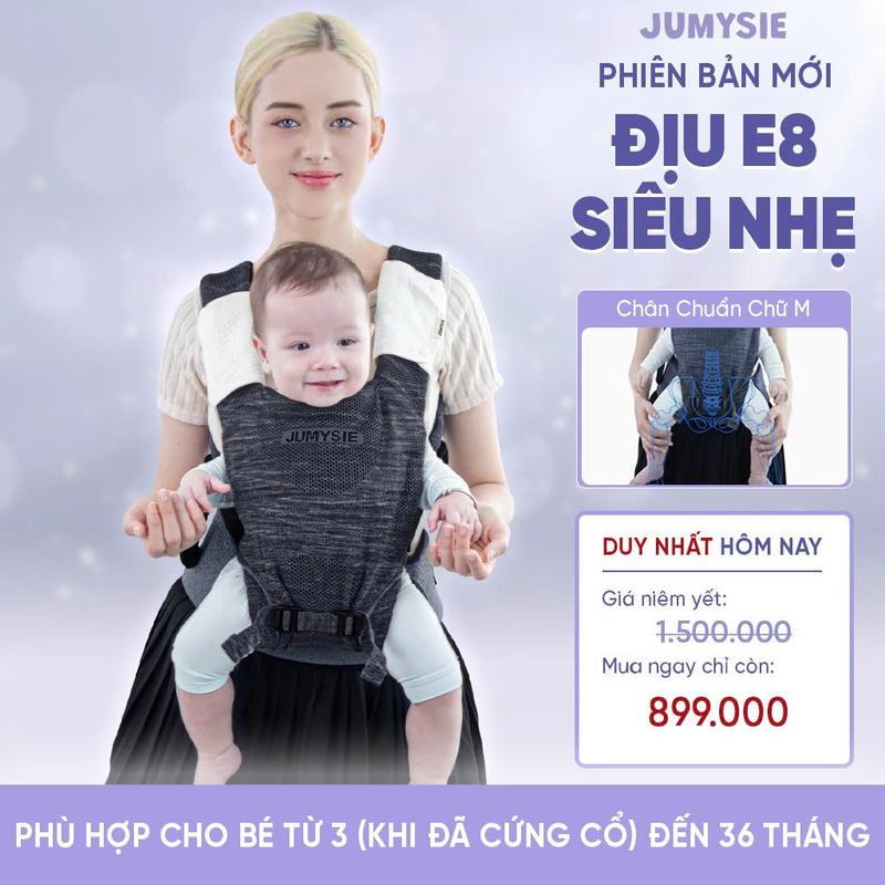  Jumysie Địu Em Bé Trợ Lực E8 – Siêu Nhẹ Thoáng Khí Chuẩn Y Khoa 7 Điểm Phân Tán Lực Gấp Gọn 