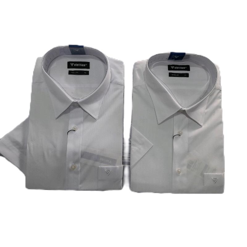 ÁO SƠ MI NGẮN TAY VIỆT TIẾN  LAI BẦU TRẮNG LẺ SIZE FOM REGULAR (FOM SUÔNG)..