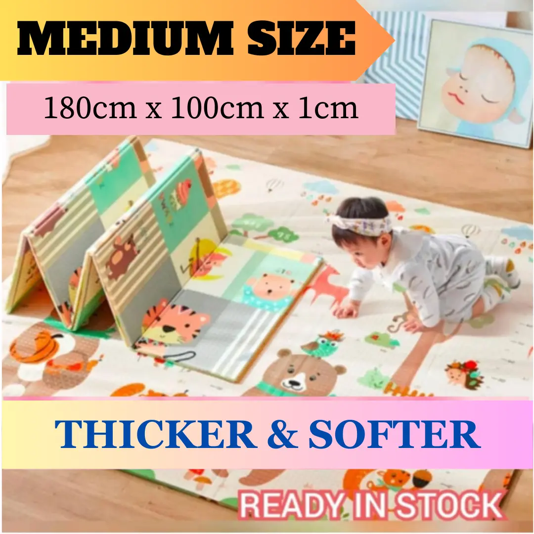 Baby Mat (180/100 cm) XPE Double Sided Playmat Baby Tikar Kids Foldable Crawling Activity Play Mat Floor Indoor