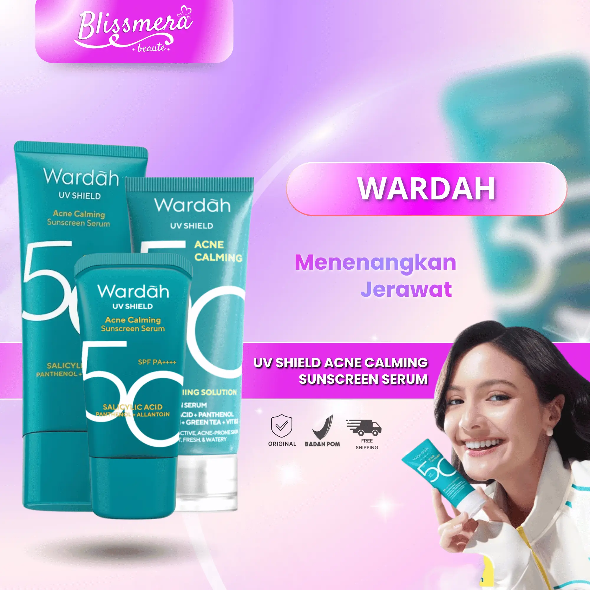 [Creator Pick's] READY BEST SELLER Wardah UV Shield Acne Calming Sunscreen Serum SPF50 PA+++ 25ML / 40ML / 100ML – Sunscreen Kulit Jerawat