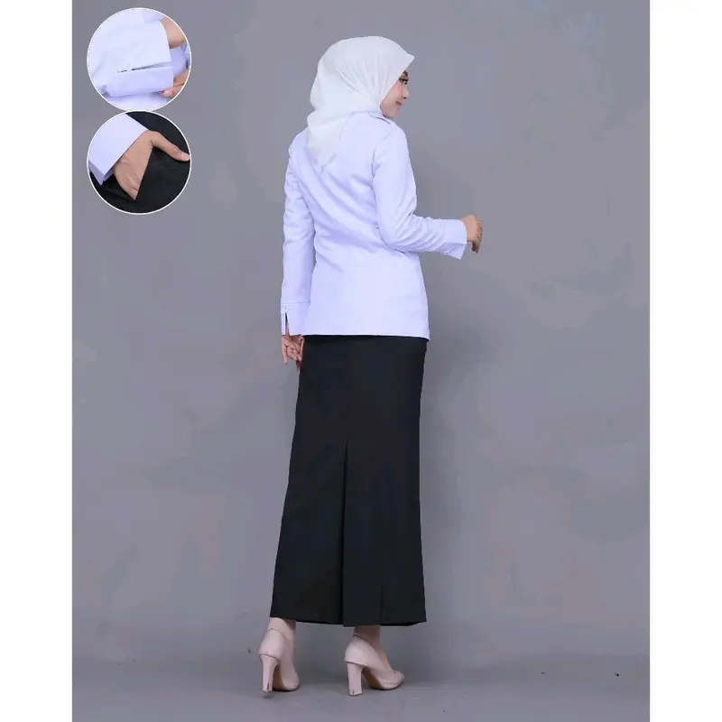 Kemeja Putih Wanita Seragam Dinas Saku Atas 3