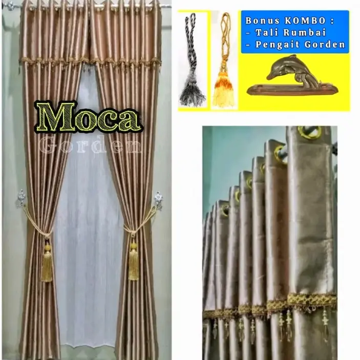 (dapat 1 Lembar) BERPONI "STEAM UAP" gorden Blackout Embos Super Tebal gordyn korden kordeng horden hordeng tirai dilengkapi Poni Dibagian Bawahnya Abu Gold Abu 6