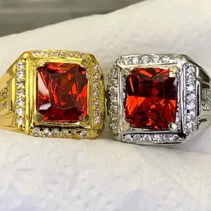 cincin batu permata natural red paparacha kotak dim 12*10