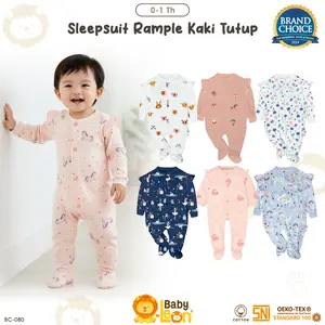 BABYLEON Jumpsuit Bayi 0-1Th Jumsuit Kaki Tutup Lengan Panjang Jumper Bayi Renda Kerut Jumper Bayi Perempuan Newborn BC-080 Baju Bayi Perempuan Baby Sleepsuit Baju Tidur Bayi Jumpsuit Panjang Kaki Tutup  BC-808 BC-806 BC-807