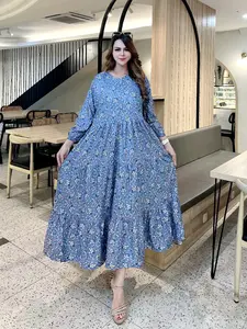 Dress Flower Baju Gamis Wanita Busui Friendly Bahan Rayon Premium Casual Panjang Midi Motif Bunga Adem Halus Jatuh Indah Size M L XL XXL XXXL