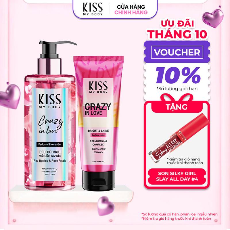 Combo Sữa tắm & Sữa dưỡng Hương Nước Hoa KISS MY BODY - Hương Crazy In Love 380ml