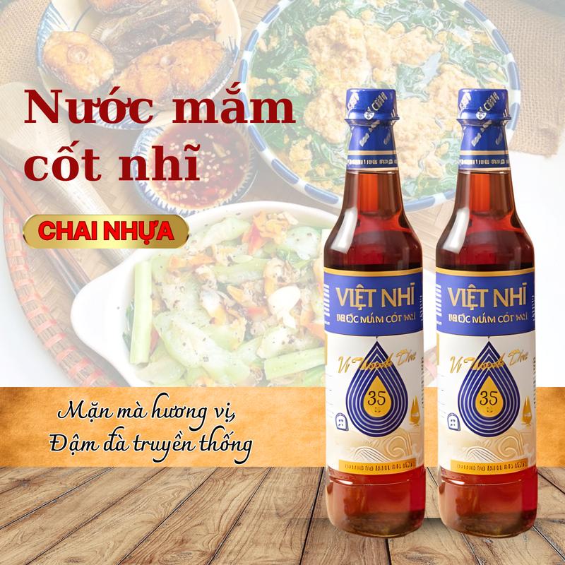  VIỆT NHĨ  Nước Mắm Cốt Nhĩ Cá Cơm 35% - Chai Nhựa Thể Tích 500ml Hương Vị Đậm Đà Cung Cấp Vitamin Dinh Dưỡng Cao Cho Mọi Món Ăn 