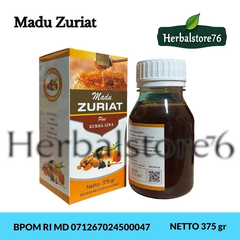 Madu Zuriat Plus Kurma Ajwa Original 375 gr BPOM