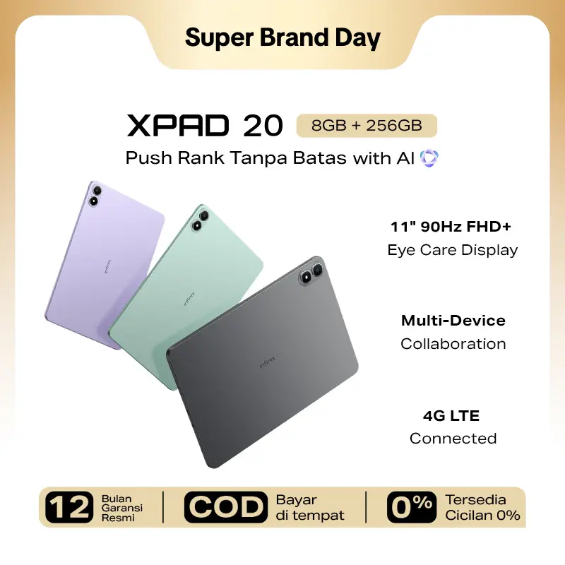 Infinix XPAD 20 8/256GB - Mediatek G88 - 11" 90Hz FHD+ - 7000 mAh - 4G LTE