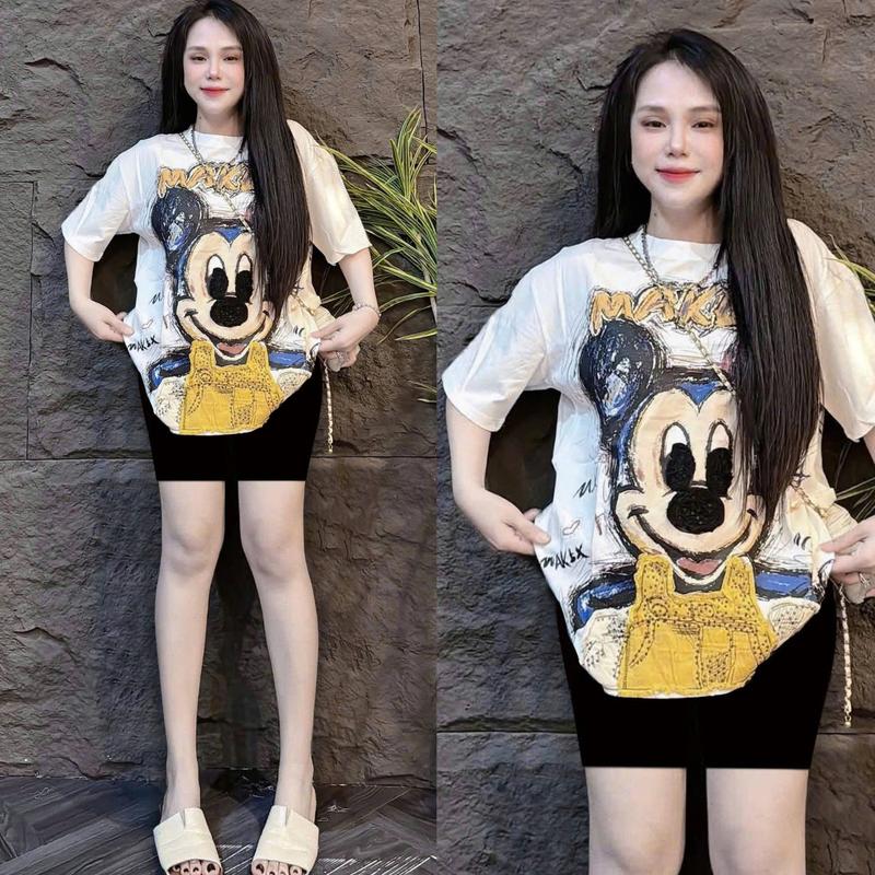 { Chất Liệu Tăm QC } Set Đồ Bộ Nữ Dáng Lửng + Áo In Hoạt Hình CHUỘT MIKI MOX Bigsize 45-90Kg Mặc Nhà TOP NỮ