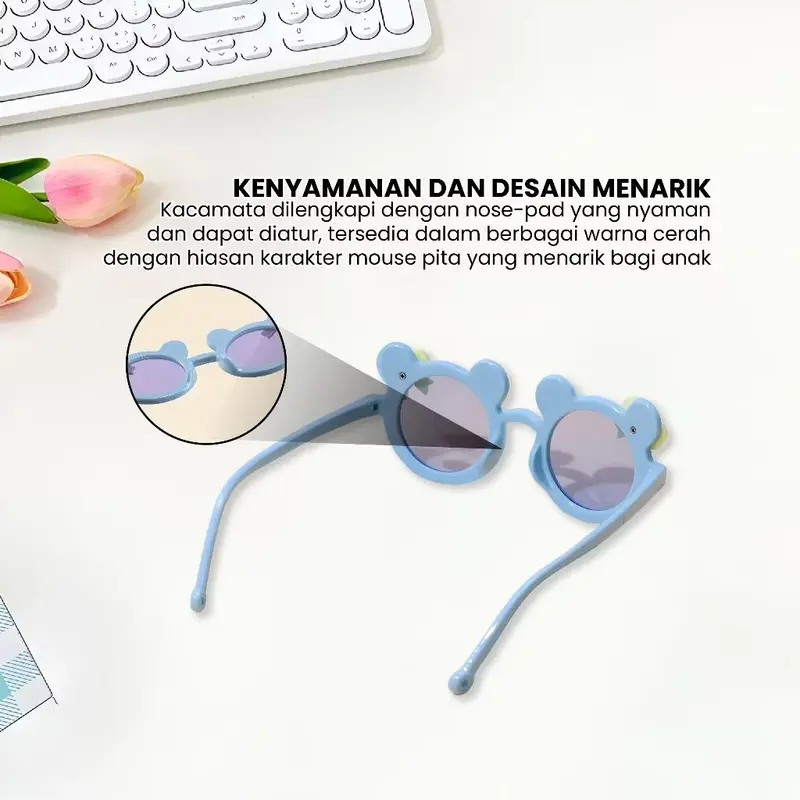 Kacamata Fashion Anti Radiasi Kacamata Anak Mouse Pita Imut Sunglasses 5