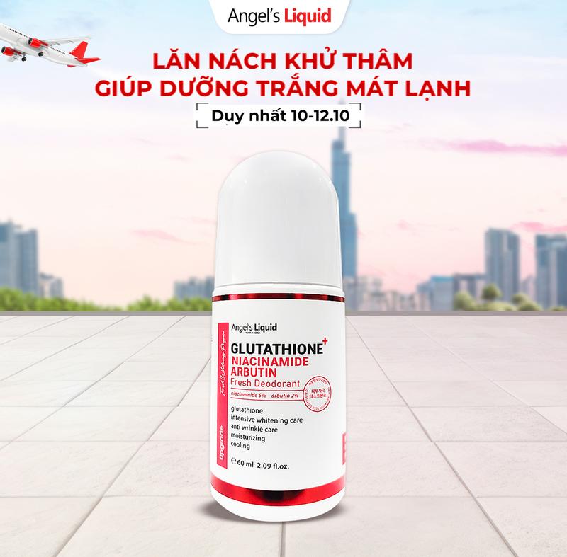 [10.10]  Lăn Nách Khử Thâm Giúp Dưỡng Trắng Mát Lạnh Angel's Liquid Glutathione plus Niacinamide Cooling Fresh Deodorant 60ml