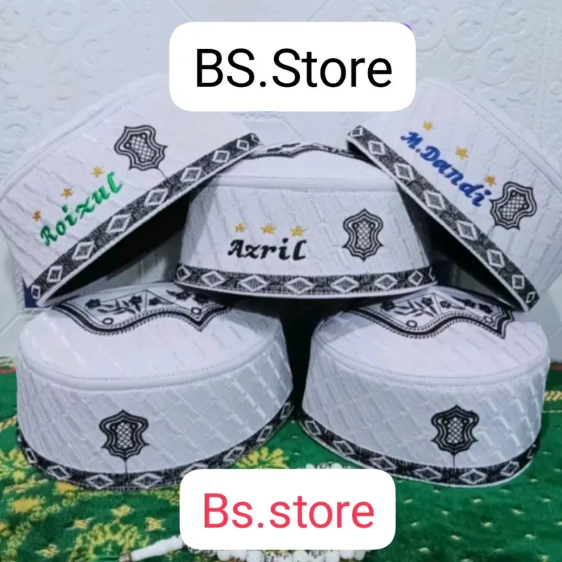 peci putih gratis bordir nama/peci anak bisa riquest nama sendiri  Kopiah Muslim 0
