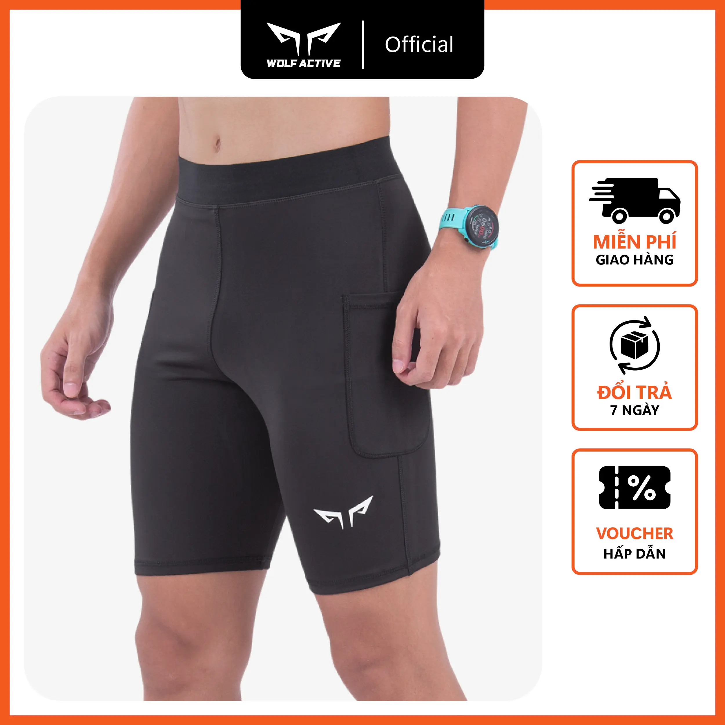 Quần Bó Cơ Nam Wolf Active Super Speed 132, Chất Vải Siêu Co Giãn, Thoải Mái Tăng Tốc