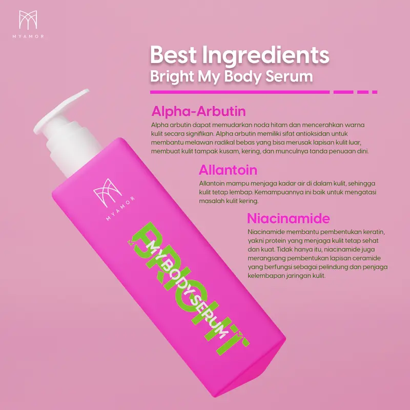 MORLAB - MYAMOR PAKET TRIPLE - BRIGHT MY BODY SERUM -  Mencerahkan Kulit dengan Niacinamide, Alpha Arbutin dan Allantoin  [BPOM] 1