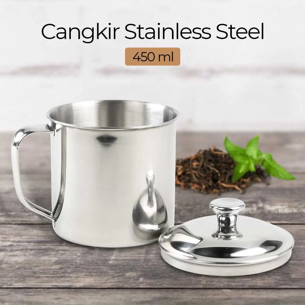 BISA COD Gelas Kopi Teh Bir Model Tutup Mug Cangkir Stainless 450ml - B45 Minuman Steel