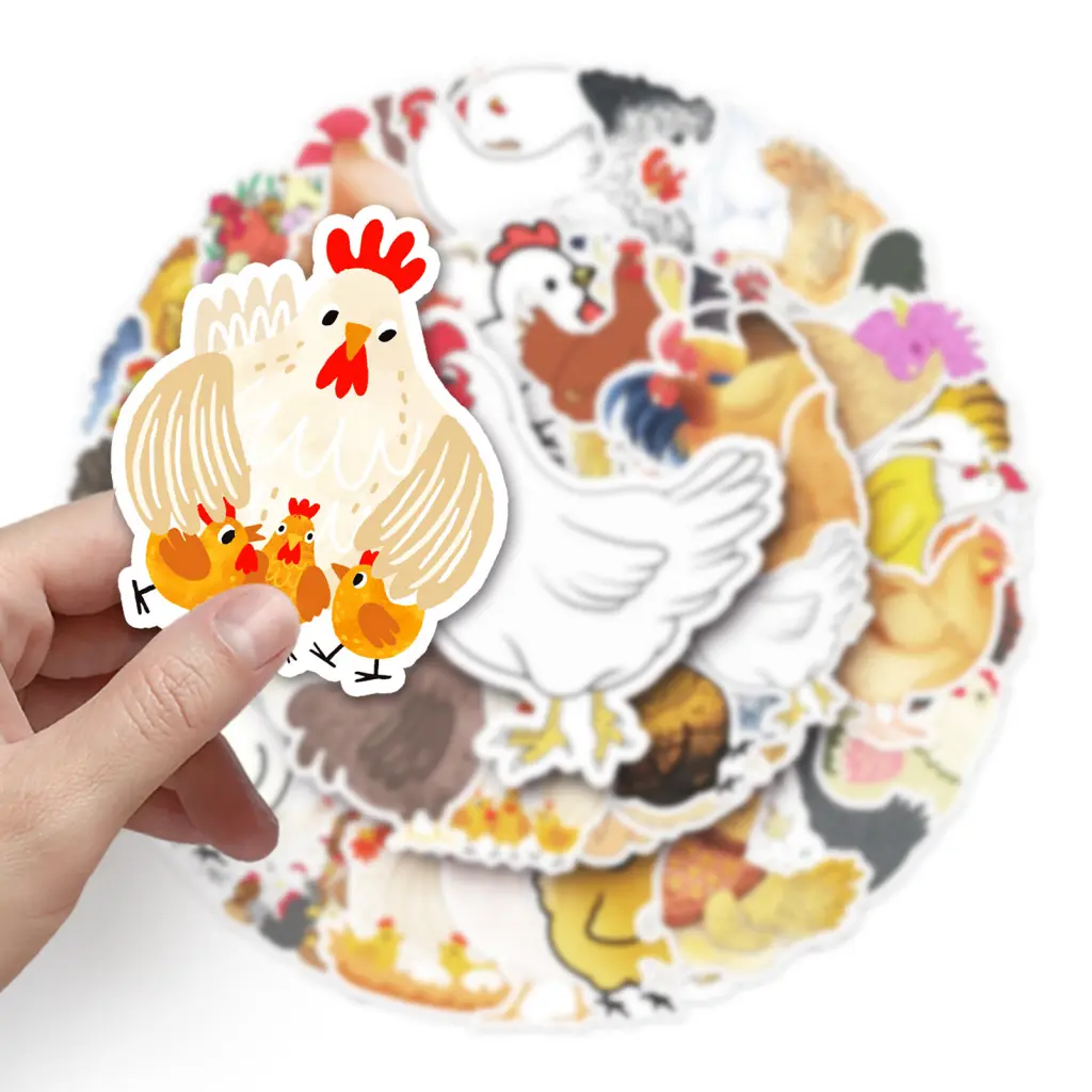 Junezao Chicken Stickers Cartoon Chicken Theme Stickers 50pcs Cute Cartoon Chicken Waterproof Stickers for Car Laptop Skateboard Diy Animal Decals for Motorcycle Graffiti Buyers'