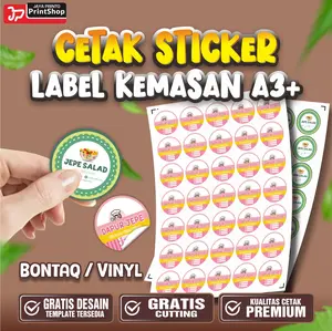 Cetak Stiker Label Kemasan Minuman Bahan Bontaq, Vinyl Plus Cutting_STICKER