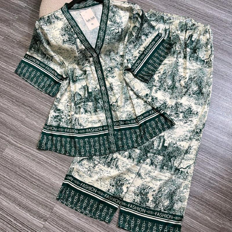   BIGSIZE 85_145KG BỘ PIJAMA TAY NGẮN QUẦN DÀI LỤA LATINH MỀM MỊN MẶC NHÀ MẶC RA ĐƯỜNG THOẢI MÁI 