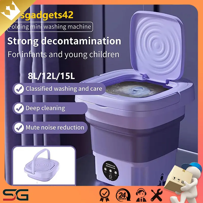 8L/12L/15L Portable Foldable Washing Machine With Spin Dryer Automatic Mini Underwear Sock Washing Machine