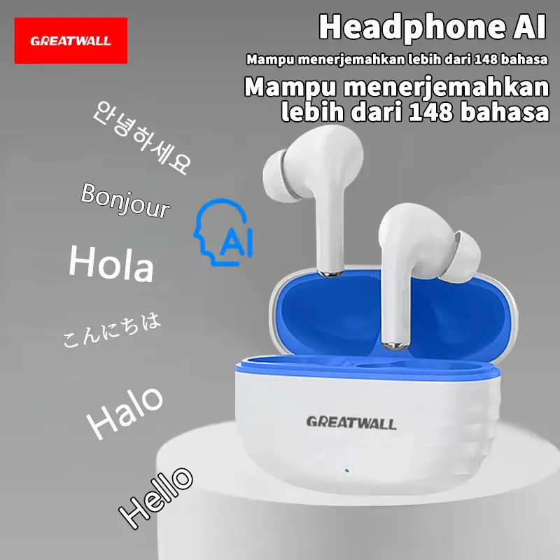 Putih dan biru dengan terjemahan AI