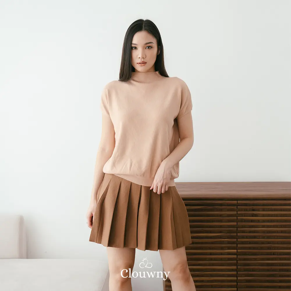 Clouwny Atasan Rajut Wanita Korea Semi Turtle Fashion Wanita Premium Knitwear Top baju casual Soft Sweater Outer Dewasa Panjang Crop