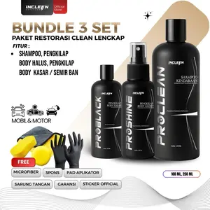 Beli 1 Dapat 3 INCLEEN Pro Wash & Black & Shine Master | Penghitam Body Kendaraan Permanen Pengkilap Body Kendaraan Permanen Shampoo Wax Cuci Kendaraan by INCLEEN AUTOCARE