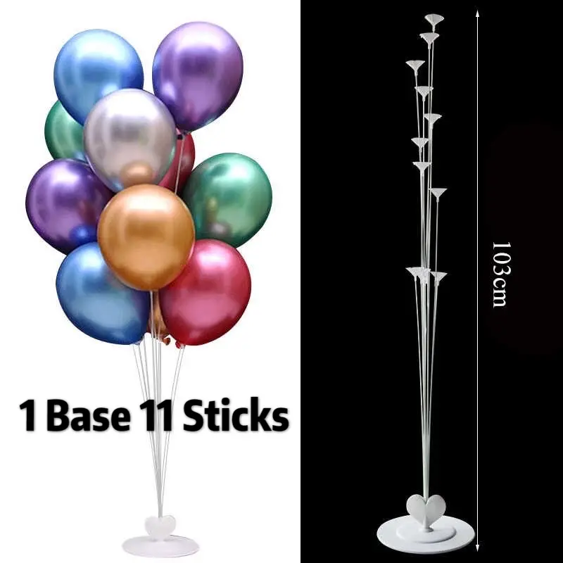 SG Local Stock | 1 Set Balloon Stand Holder Kit with 1 Base and 7 Sticks - Table Desktop Centerpiece Decorations for Wedding Birthday Baby Shower