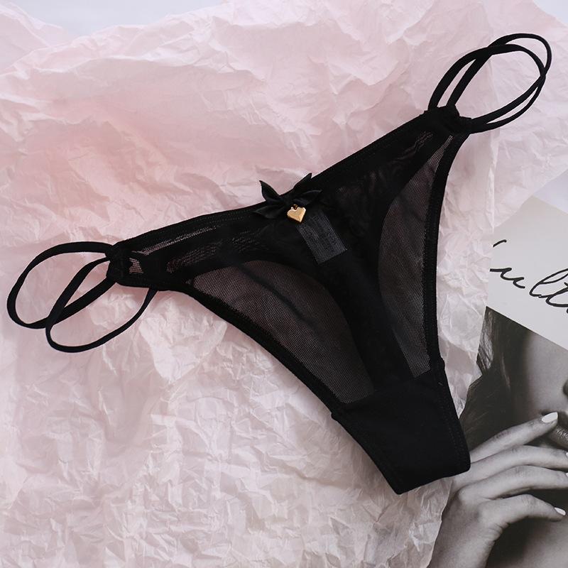 Product Introduction of Sexy Women Thongs Panties Sexy Mesh Transparent Solid Color Low-Rise Seamless Underwear Cute Girls Ladies Mesh T-Back T-String 12
