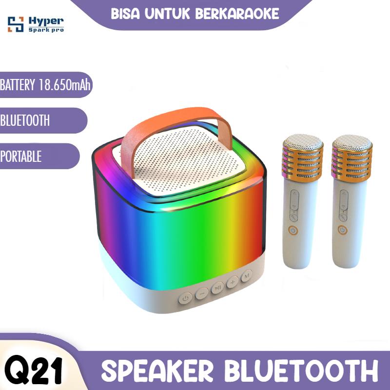 Speaker Bluetooth Karaoke Dan Mic Portable Dengan Lampu LED RGB / Portable Karaoke Bluetooth Speaker With RGB 0