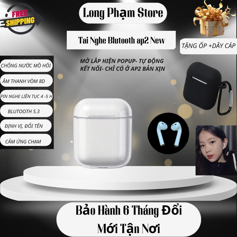 Tai nghe Bluetooth AP2 xịn 2025 Pin Trâu định vị, đổi tên, Tặng ốp , Bảo Hành đồi MỚI trong 6 tháng, Freeship Nhét Tai Nghe Nhạc Earphone di động tai nghe trong & tai nghe Kem