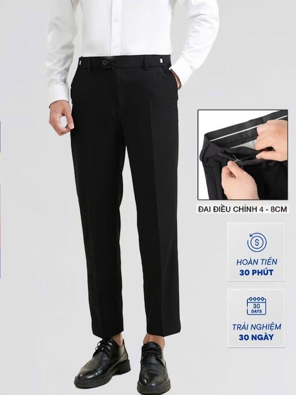 Quần Âu Nam Sidetab Điều Chỉnh Eo 6-12cm, Vải Co Giãn Tuyết Hàn, Form Baggy Phong Cách Hàn Quốc, Smart Tab Điều Chỉnh, QTCAP