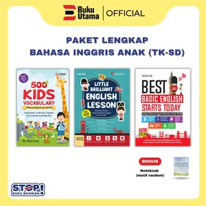 Paket 3 Buku Bahasa Inggris Anak (Untuk TK-SD)  -  500 Kids Vocabulary, Little Brilliant English Lesson, Best Basic English Start Today Soft Cover