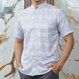Hem Kemeja Batik Geo Lintang Baju Pria Lengan Pendek bahan katun premium by TJANTIK.ID