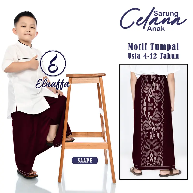 ELNAFFA Sarung Sarwal Anak (Sarung Celana) Usia 4-12 tahun (BISA COD) 1