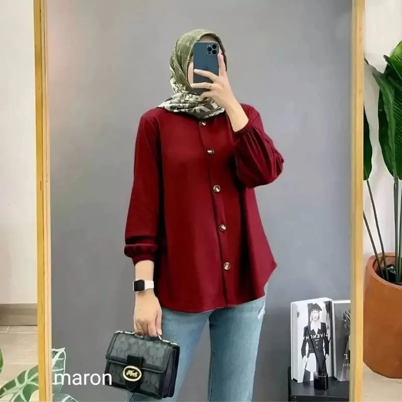 Baju Atasan kemeja Crinkle Airflow - atasan wanita jumbo ful kancing 1